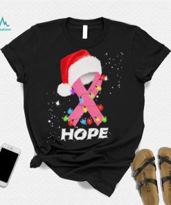 Breast Cancer Christmas Santa Pink Ribbon light Hope Shirt