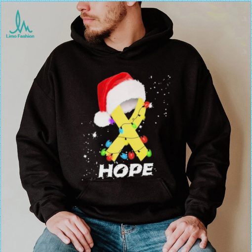 Breast Cancer Christmas Santa Yellow Ribbon light Hope Shirt