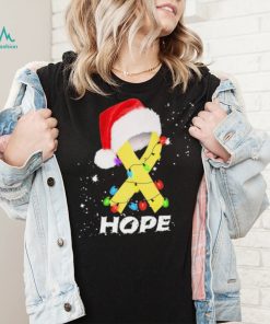 Breast Cancer Christmas Santa Yellow Ribbon light Hope Shirt