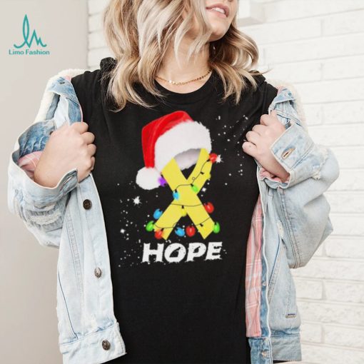 Breast Cancer Christmas Santa Yellow Ribbon light Hope Shirt