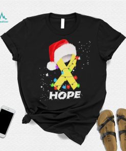 Breast Cancer Christmas Santa Yellow Ribbon light Hope Shirt