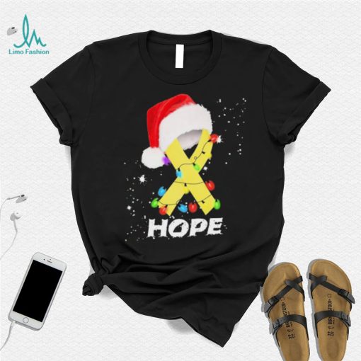 Breast Cancer Christmas Santa Yellow Ribbon light Hope Shirt