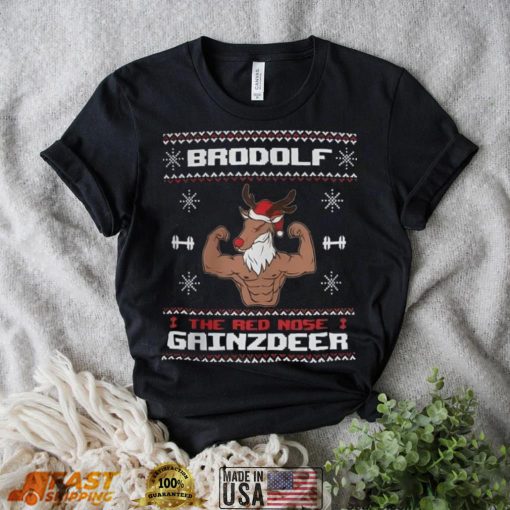 Brodolf The Red Nose Gainzdeer Gym T Shirt Christmas Gift