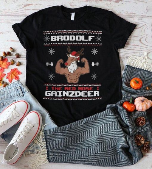Brodolf The Red Nose Gainzdeer Gym T Shirt Christmas Gift