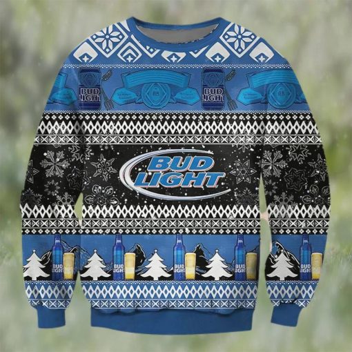 Bud Light Beer Black Blue Color Ugly Christmas Sweater, Faux Wool Sweater, International Beer Day, Gifts For Beer Lovers, Best Christmas Gifts For 2022 – Prinvity