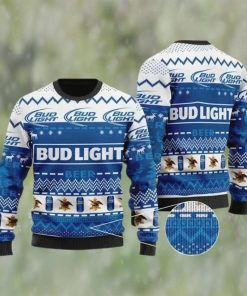 Bud Light Beer White Blue Color Ugly Christmas Sweater, Faux Wool Sweater, International Beer Day, Gifts For Beer Lovers, Best Christmas Gifts For 2022 – Prinvity