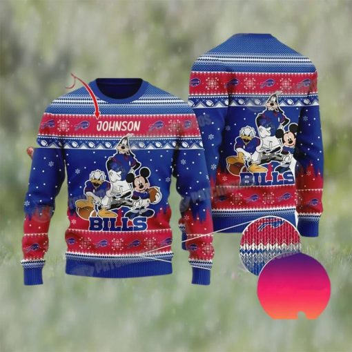 Buffalo Bills Disney Mickey Mouse Personalized Christmas Ugly Sweater Gift For Fan