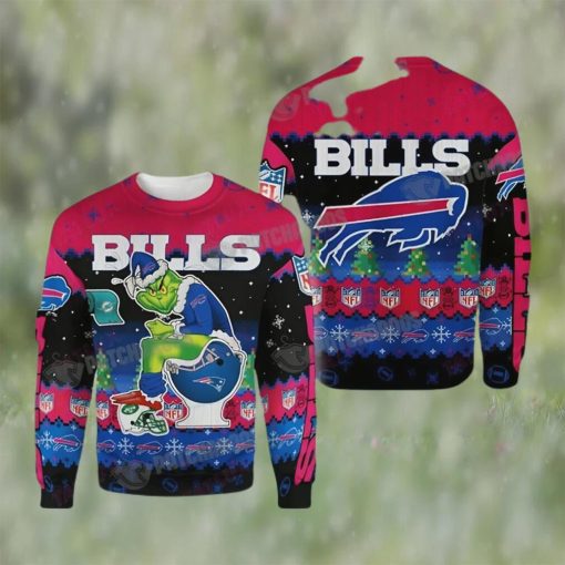 Buffalo Bills Grinch Toilet 3D Ugly Christmas Sweater NFL Fan Gift