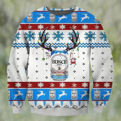 Busch Beer Deer Horn Ugly Christmas Sweater, Faux Wool Sweater, Gifts For Beer Lovers, International Beer Day, Best Christmas Gifts For 2022 – Prinvity