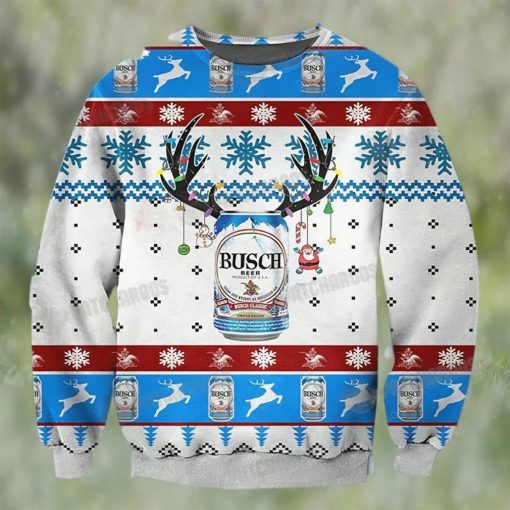 Busch Beer Deer Horns Ugly Christmas Sweater Gift For Beer Lovers