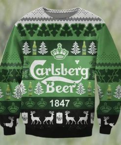 Carlsberg Beer 1847 Ugly Christmas Sweater, Faux Wool Sweater, International Beer Day, Gifts For Beer Lovers, Best Christmas Gifts For 2022 – Prinvity