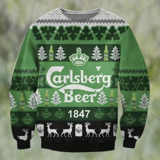 Carlsberg Beer 1847 Ugly Christmas Sweater, Faux Wool Sweater, International Beer Day, Gifts For Beer Lovers, Best Christmas Gifts For 2022 – Prinvity