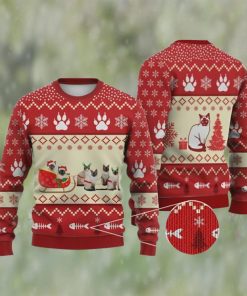 Cat Christmas Sweater, Siamese Cat Reindeer Ugly Christmas Sweater 3D For Xmas