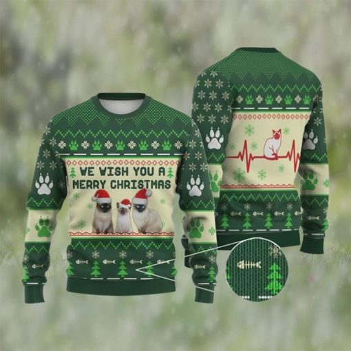 Cat Christmas Sweater, Siamese Cat We Wish You A Merry Ugly Christmas Sweater 3D