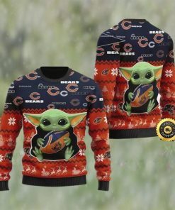 Chicago Bears Baby Yoda Ugly Christmas Sweater, Faux Wool Sweater, National Football League, Gifts For Fans Football NFL, Football 3D Ugly Sweater – Prinvity