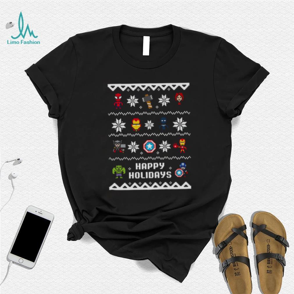 Christmas Happy Holidays Avengers Pixel shirt Christmas Happy Holidays Avengers Pixel shirt