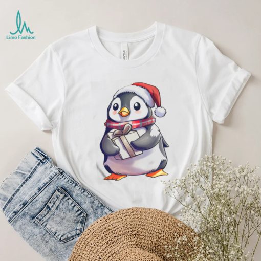 Christmas Penguin Holding A Present shirt