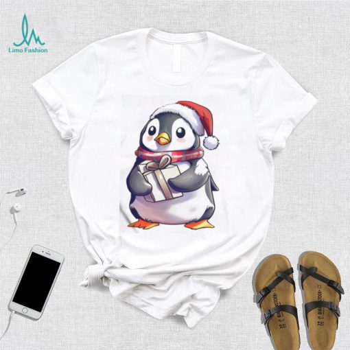 Christmas Penguin Holding A Present shirt