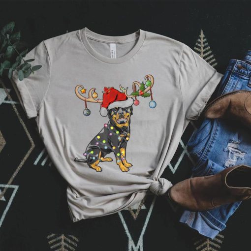 Christmas Reindeer Rottweiler Dog T Shirt