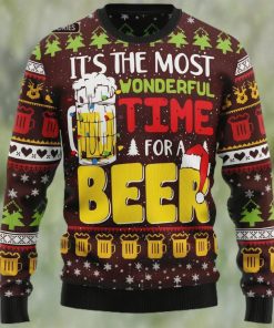 Christmas Wonderful Time For A Beer Ugly Christmas Sweater, Xmas Sweatshirt