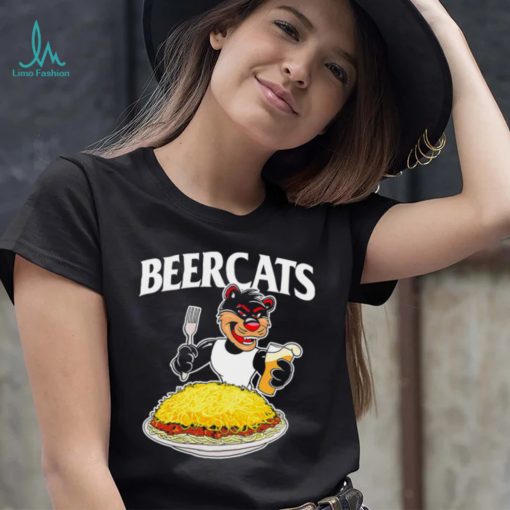 Cincinnati Bearcats mascot drink beer with spaghetti shirt