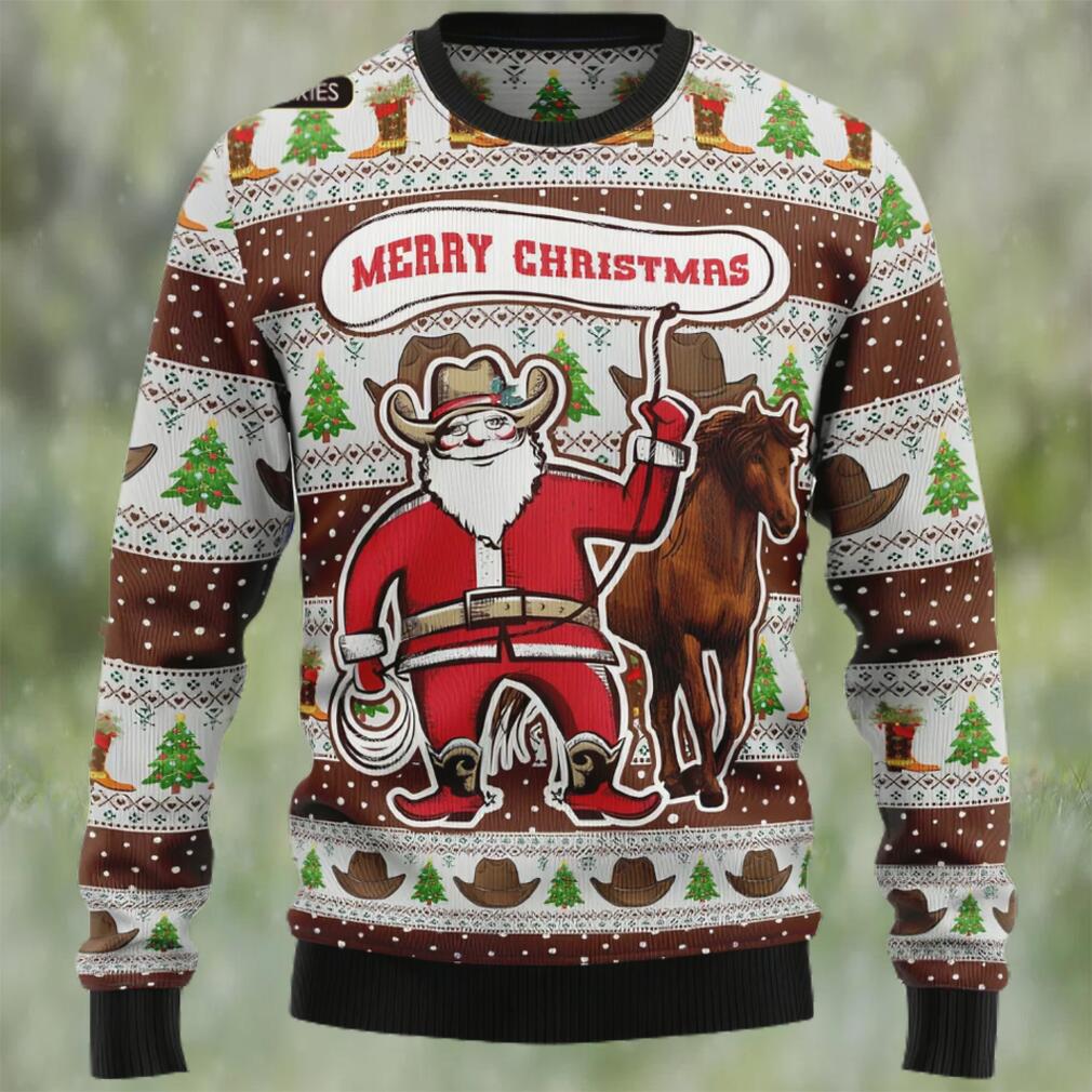 Cowboy Santa Claus Ugly Christmas Sweater Sweatshirt - Limotees