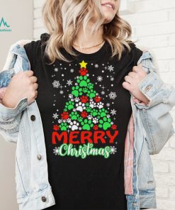 Dog Paws Xmas Tree Merry Christmas Shirt