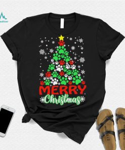 Dog Paws Xmas Tree Merry Christmas Shirt