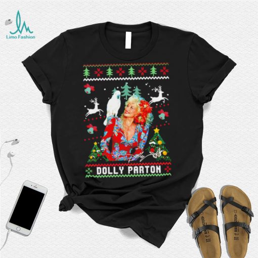 Dolly Parton signature Christmas holiday ugly Xmas shirt