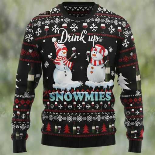 Drink up Wine Snowmies Ugly Christmas Sweater, Xmas Sweatshirt