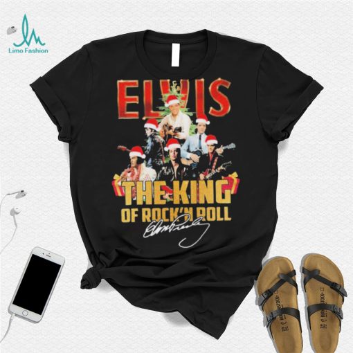 Elvis Presley Santa Hat The King Of Rock N Roll Christmas Signatures Shirt