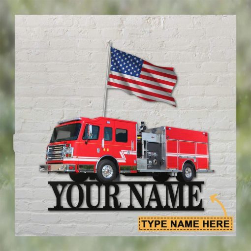 Firefighter Car Personalized Shaped Metal Sign