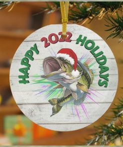 Fishing Ornament   Santa Bass Happy 2022 Holidays
