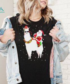 Funny Christmas Santa Claus Riding Llama Xmas Pajama Gifts Shirt