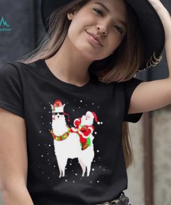 Funny Christmas Santa Claus Riding Llama Xmas Pajama Gifts Shirt