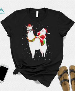 Funny Christmas Santa Claus Riding Llama Xmas Pajama Gifts Shirt