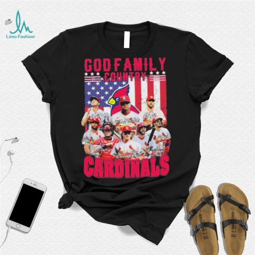 God Family Country St Louis Cardinals Baseball American Flag Signatures Shirt