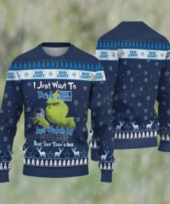 Grinch Drink Bud Light And Watch My Cowboys Ugly Christmas Sweater Funny gift