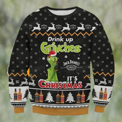 Grinch Drink Up Ugly Christmas Sweater 3D Funny Gift