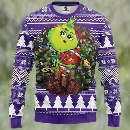 Grinch Hug Minnesota Vikings Ugly Christmas Sweater Funny Gift