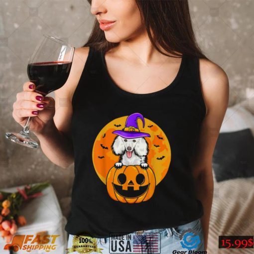 Halloween Poodle Dog Witch Hat Jackolantern Pumpkin T Shirt