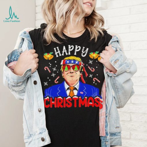 Happy Christmas American Flag Trump Ugly Christmas Shirt