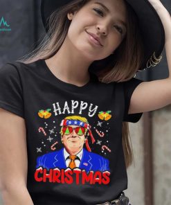 Happy Christmas American Flag Trump Ugly Christmas Shirt