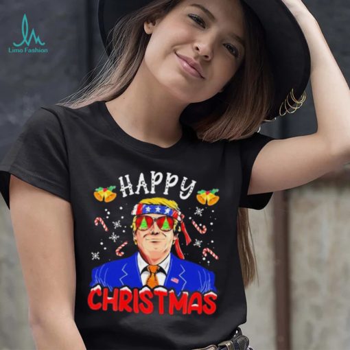 Happy Christmas American Flag Trump Ugly Christmas Shirt