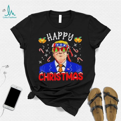 Happy Christmas American Flag Trump Ugly Christmas Shirt