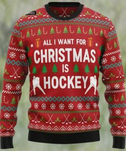 Hockey Ugly Christmas Sweater, All I Want For Christmas Is Hockey