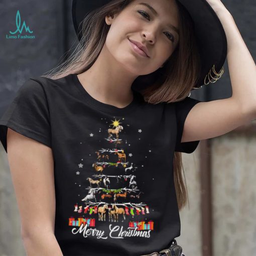 Horses Xmas Tree Merry Christmas Shirt