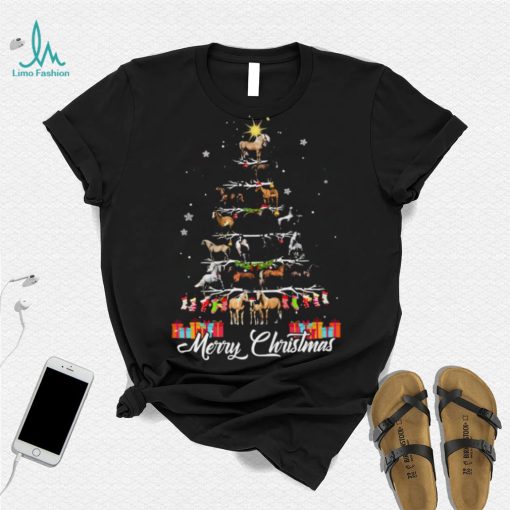 Horses Xmas Tree Merry Christmas Shirt