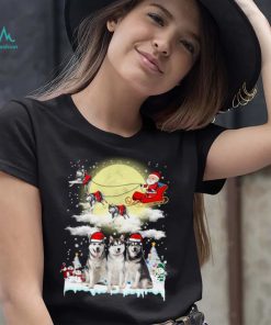 Husky Dog Hat Santa Sleigh Christmas Shirt