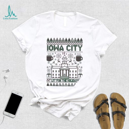 Iowa City lit for the holidays ugly Christmas shirt